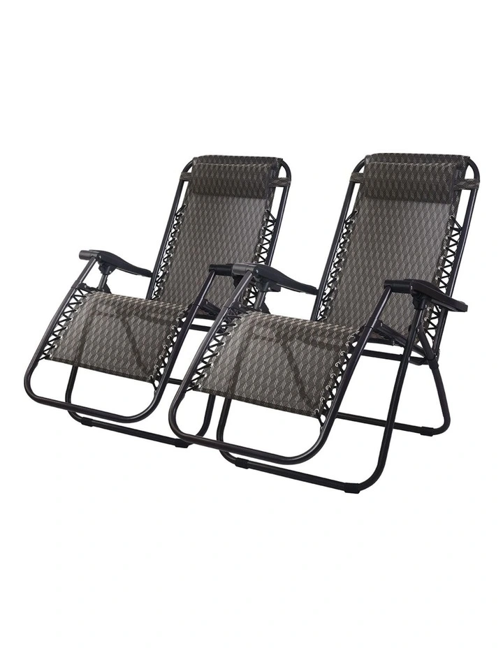 Recliner Folding Adjustable Zero Gravity Chair 2 Piece in Grey