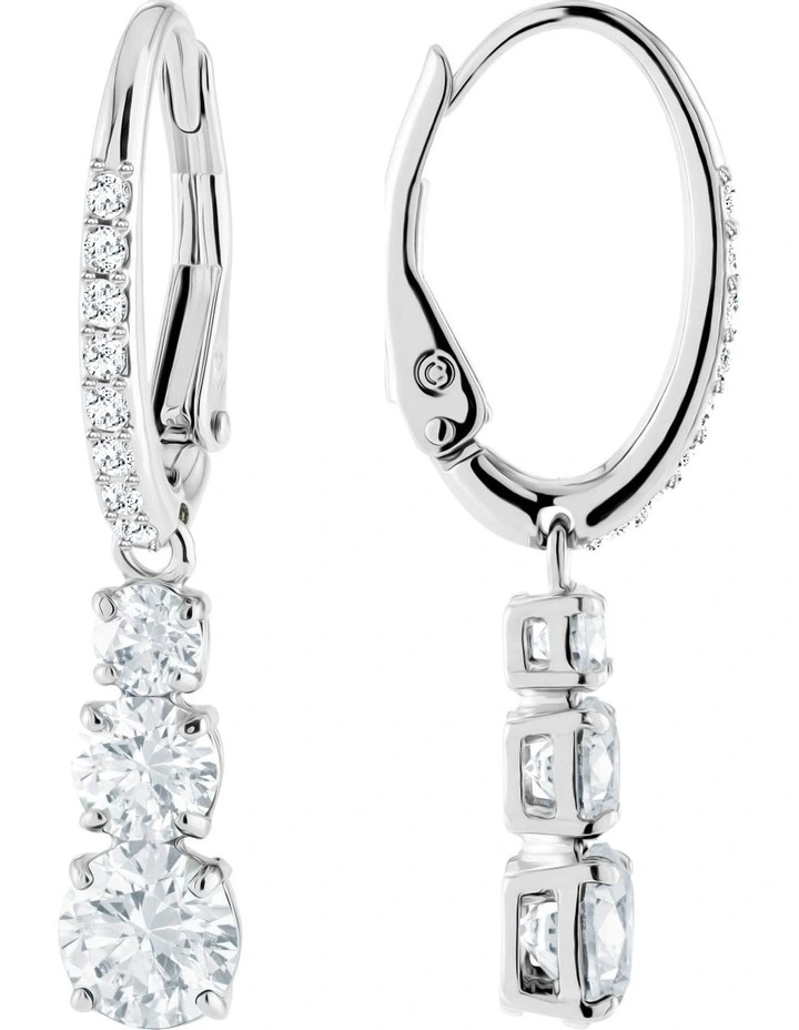 Attract Trilogy Earrings Round Cut Rhodium Plated in White