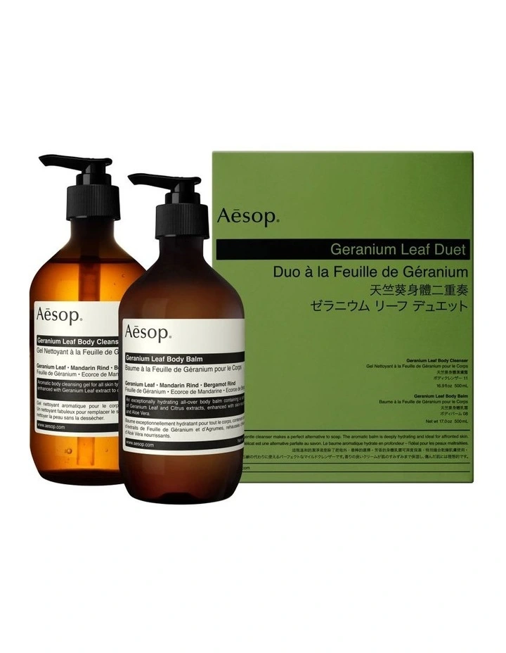 Geranium Leaf Duet Set Body Cleanser and Body Balm