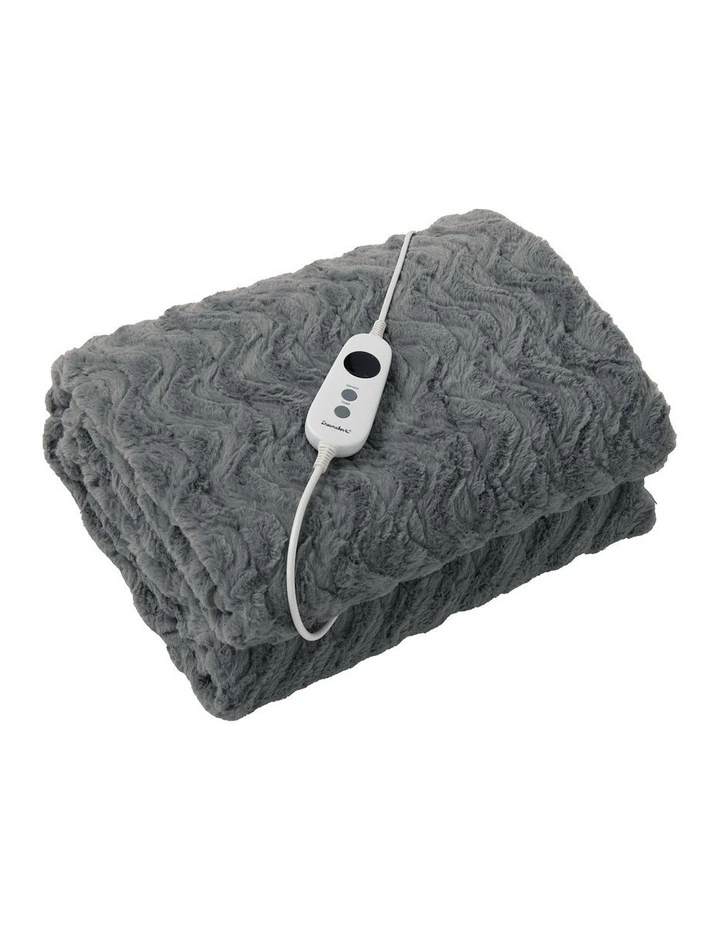 500Gsm Faux Fur Heated Throw in Silver