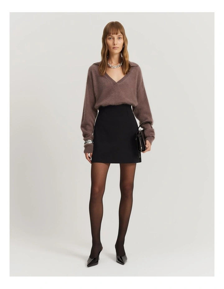 Gcs-certified Brushed Cashmere Polo in Truffle