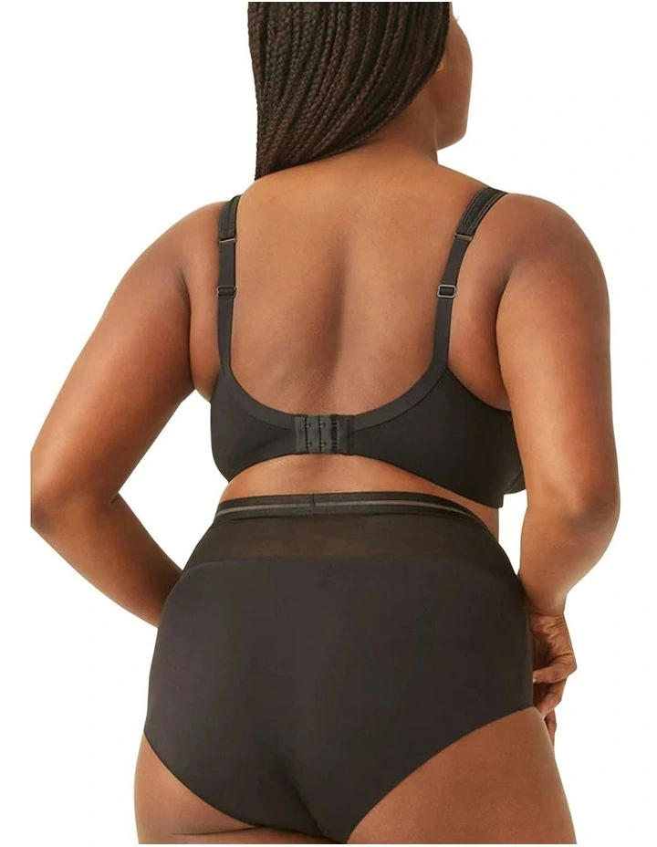 Comfortable Wide Strap Wirefree Bra With Mesh in Black