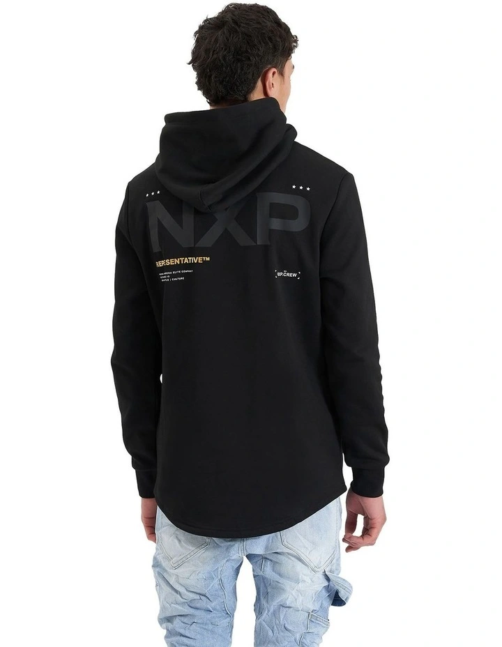 Spire Hooded Dual Curved Sweater in Black