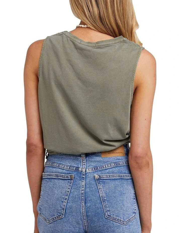 V-Neck Tie Tank in Green
