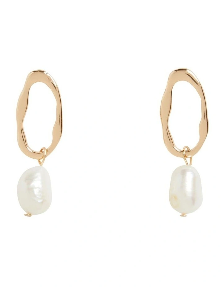 Organic Pearl Stud Earrings In Gold