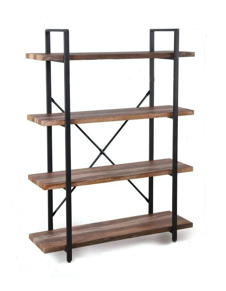 4 Tier Industrial Bookshelf Retro Brown