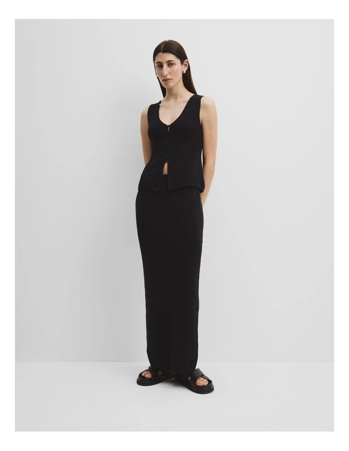 Organically Grown Cotton Blend Boucle Knit Vest in Black
