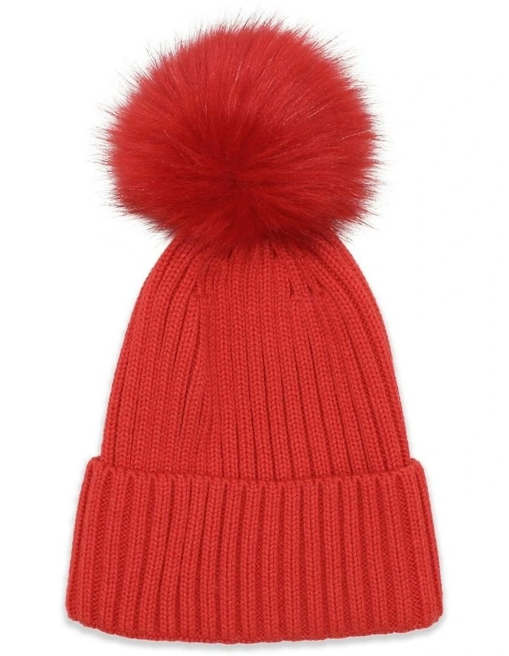 Valentine Wool Blend Beanie in Red