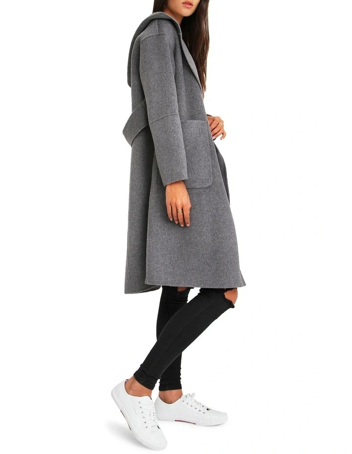 Walk This Way Wool Blend Oversized Coat Dark Grey