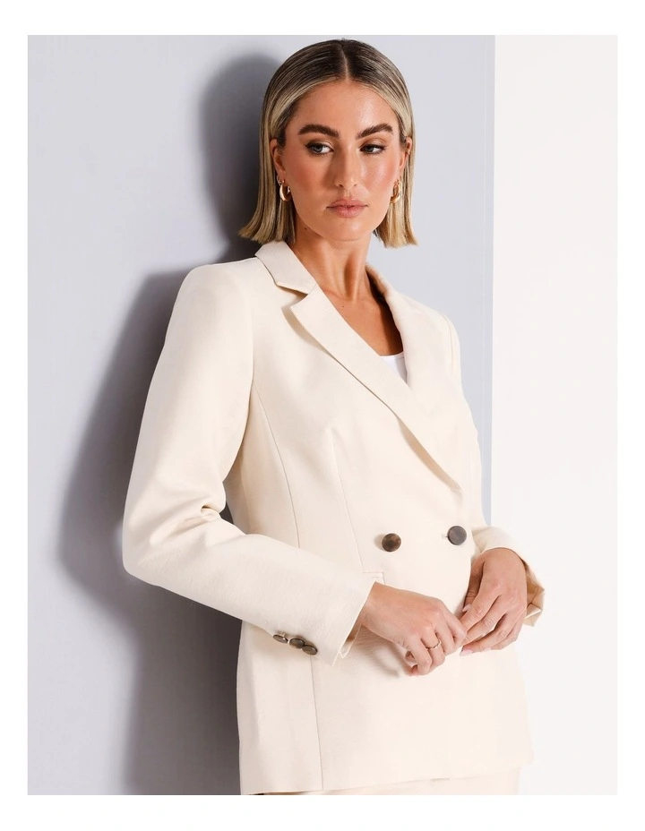 Double Breasted Cutaway Blazer in Stone