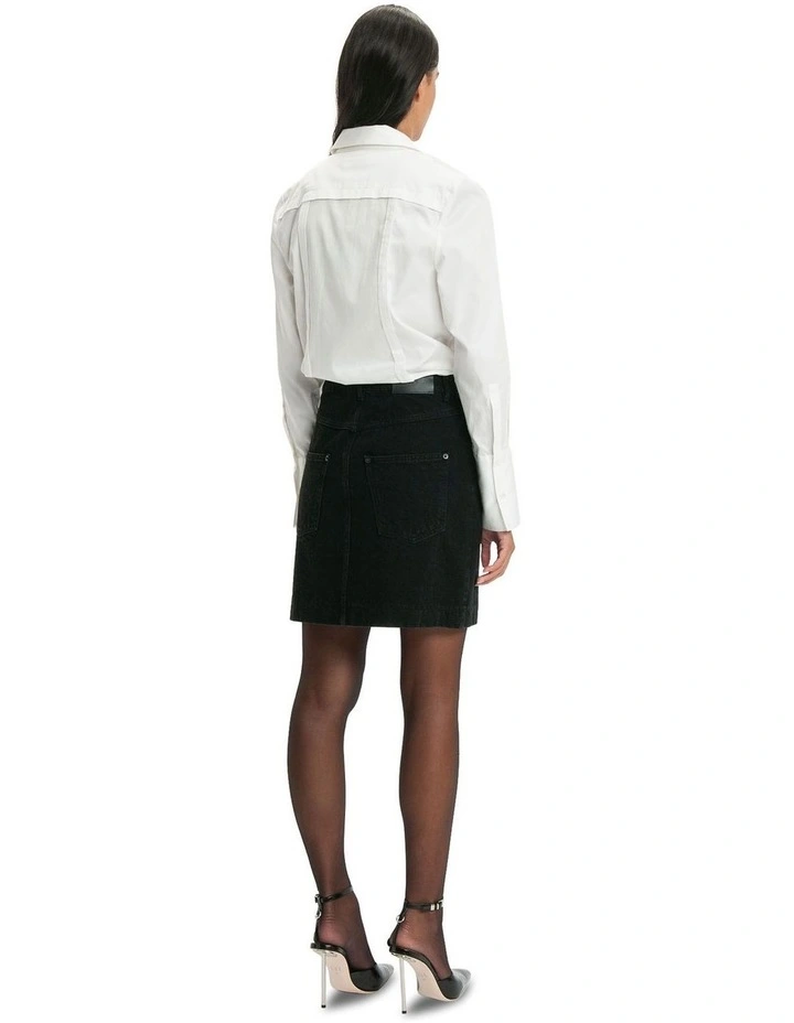 Denim Mini Skirt in Black