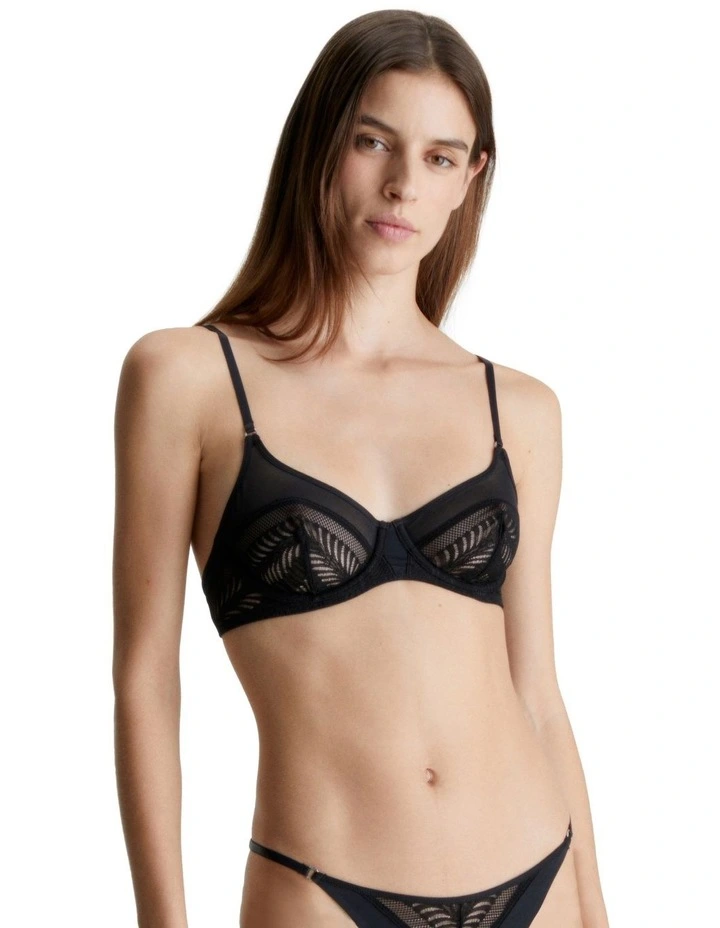Minimalist Micro With Lace Unlined Demi Bra in Black