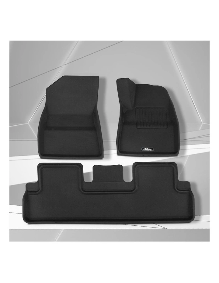 3 Front & Rear Car Rubber Floor Mats Compatible for Tesla Model