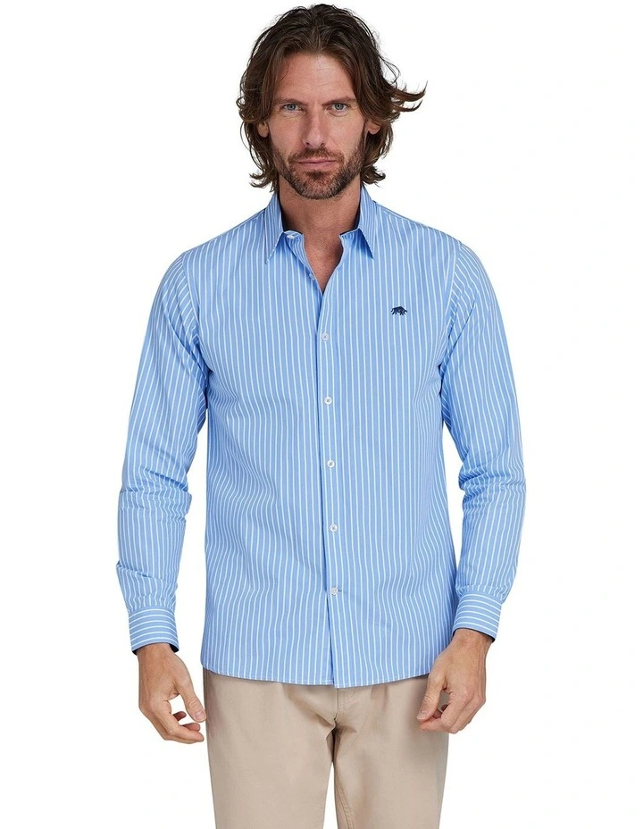 Classic Long Sleeve Poplin Shirt in Sky Blue