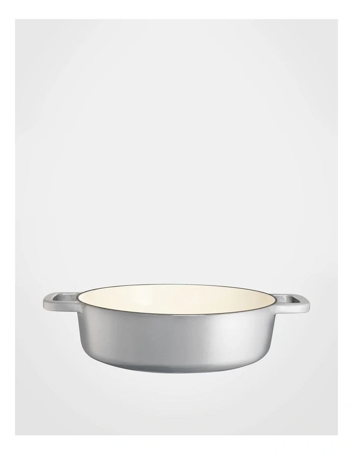 Cast Iron Low Casserole with Lid 28cm 4.0lt Gloss Steel Grey