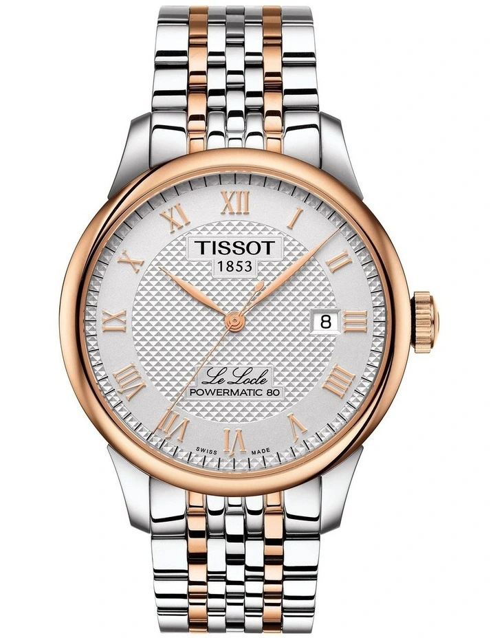 Le Locle Powermatic 80 T0064072203300 Automatic Watch in Grey/Rose Gold
