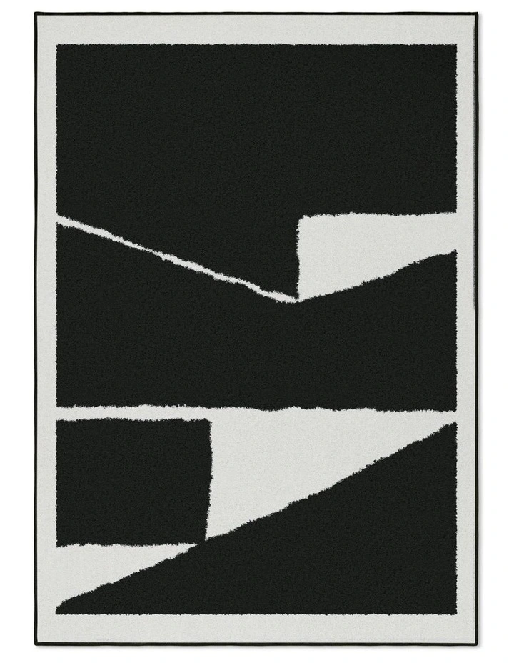 Human Washable Cotton Feel Area Rug in Black