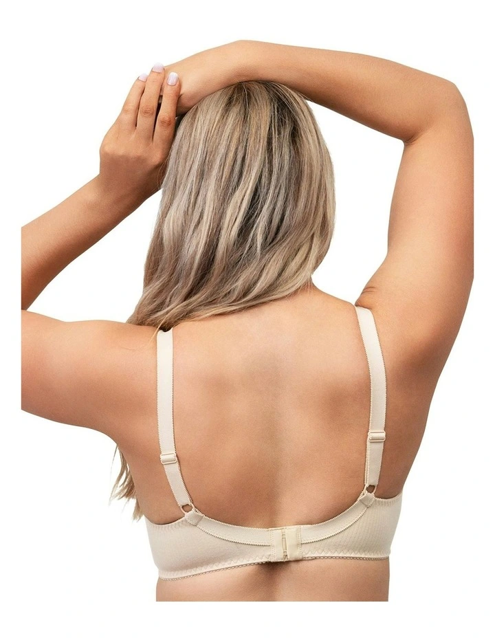 Firm Control Wirefree Bra with Lace Plus Size in Light Beige