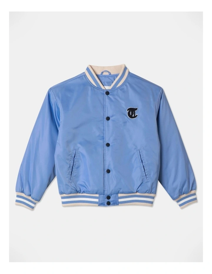 Satin Bomber Jacket in Light Blue