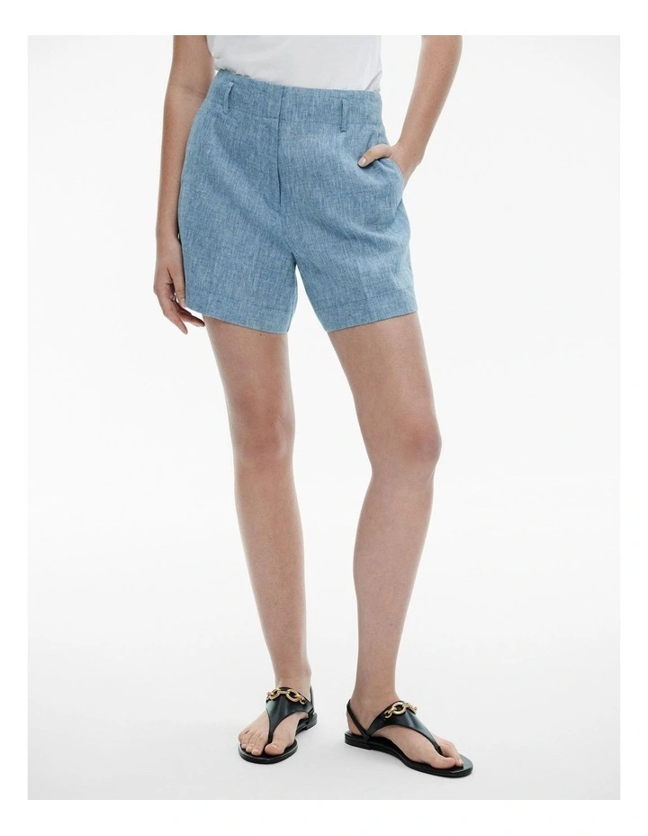 Yarn Dye Linen Shorts in Chambray Blue