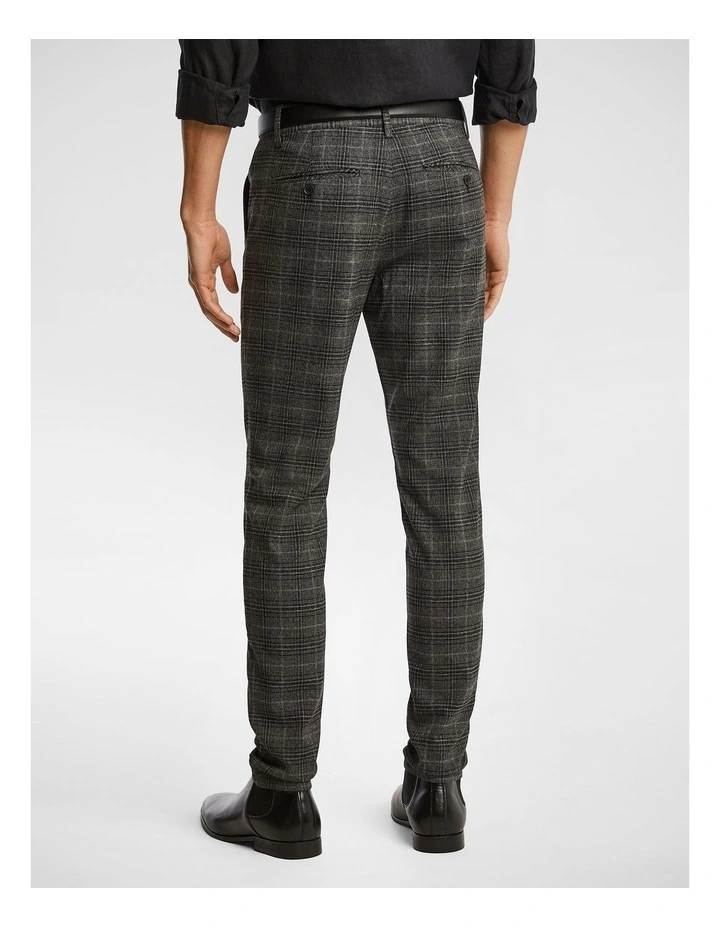 Kings Check Skinny Chino in Charcoal