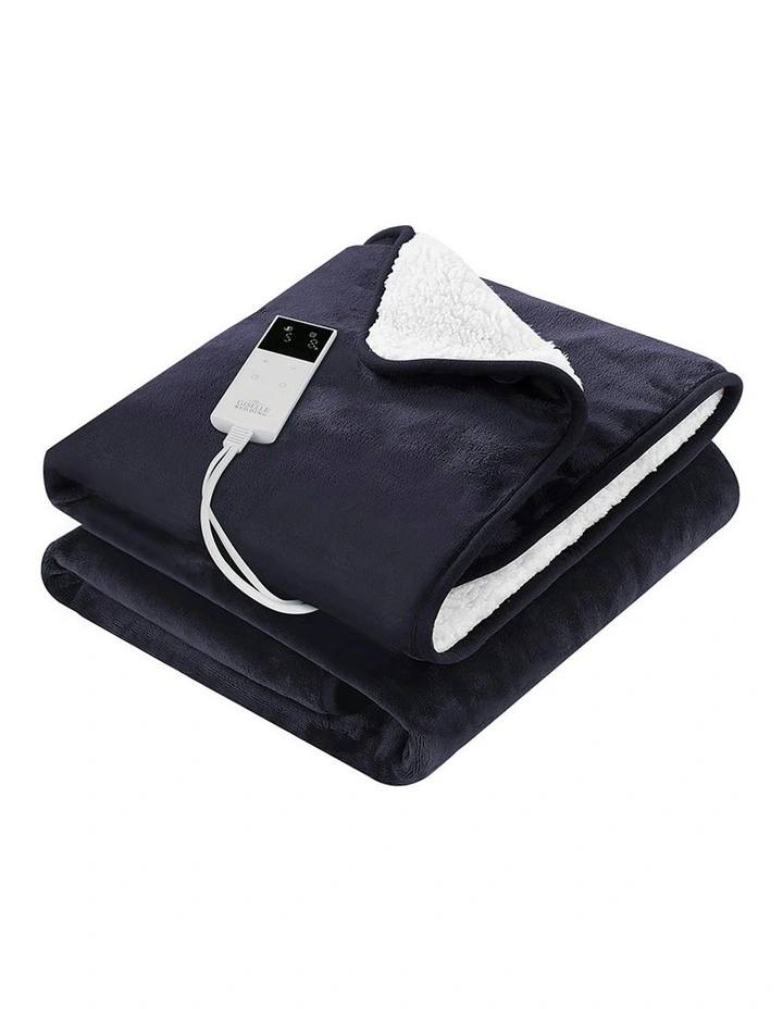 Electric Throw Rug Heated Blanket Fleece in Charcoal