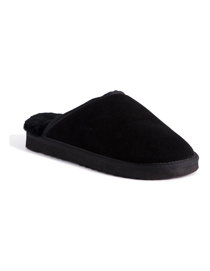 Sheepskin Wool Slippers in Black