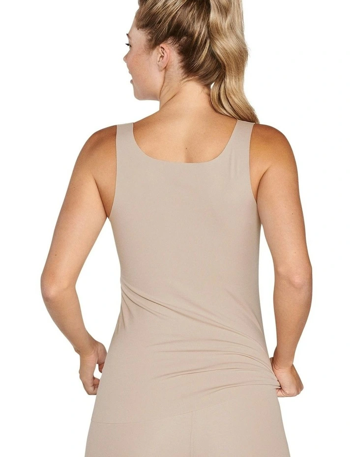 Seamless Wide Strap Modal And Cotton Vest in Light Beige