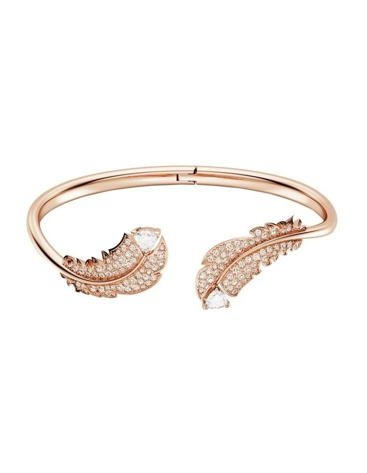 Nice Bangle Feather Rose Gold-Tone Plated in White