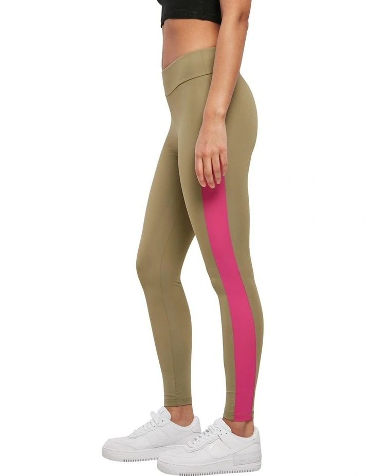 Color Block Active Leggings in Khaki/Pink