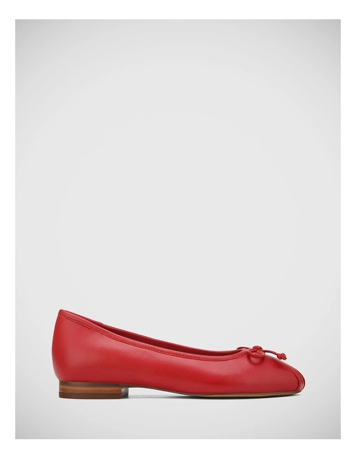 Anastasia Leather Flat Ballet in Rouge Red