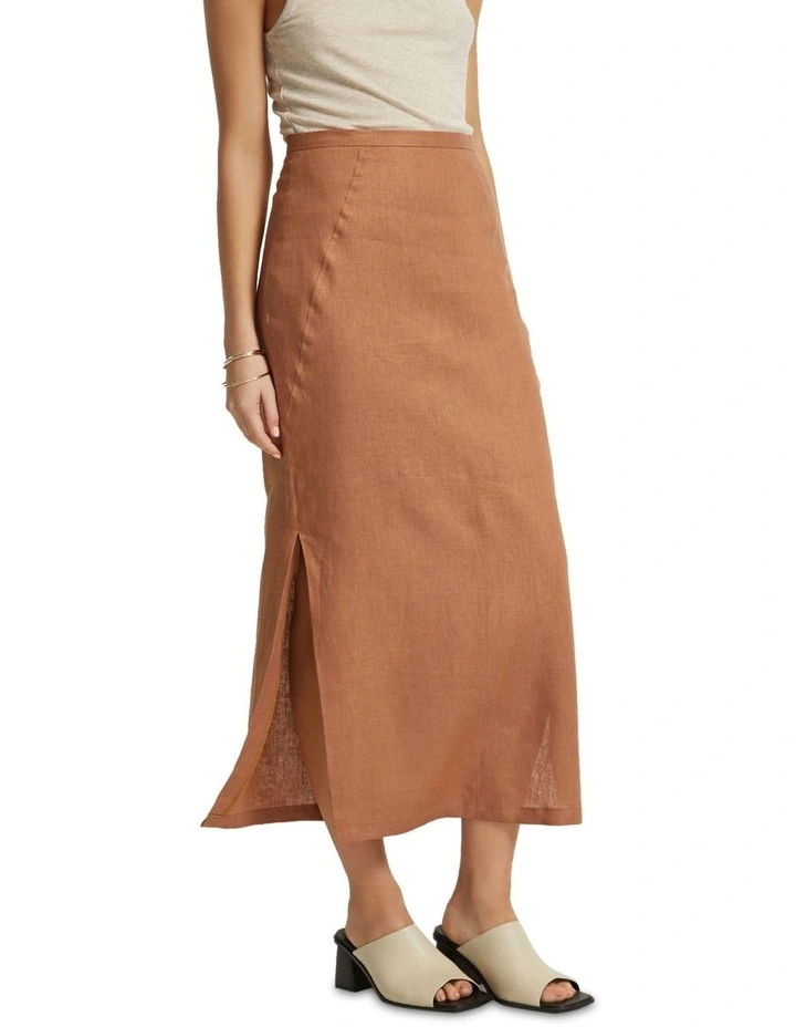Mia Linen Skirt in Copper