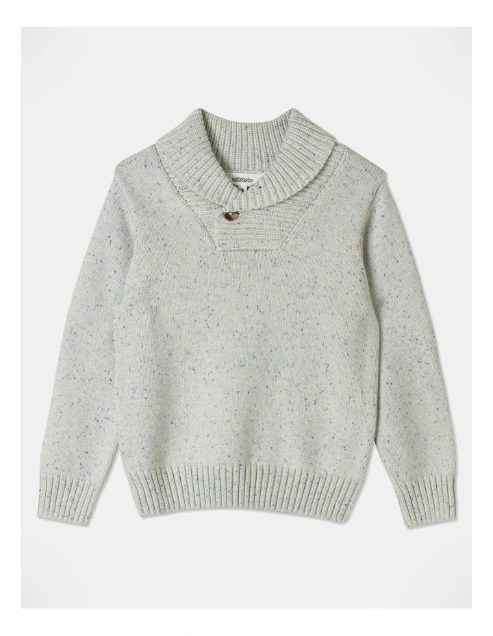 Knitted Shawl Collar Jumper in Vanilla