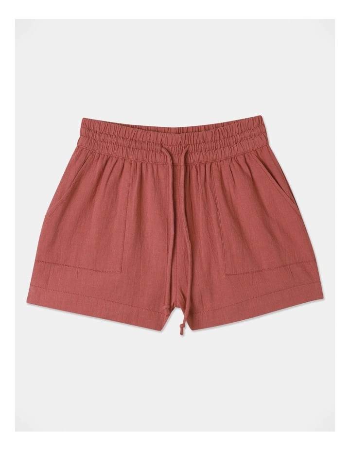 Linen Blend Short in Rust