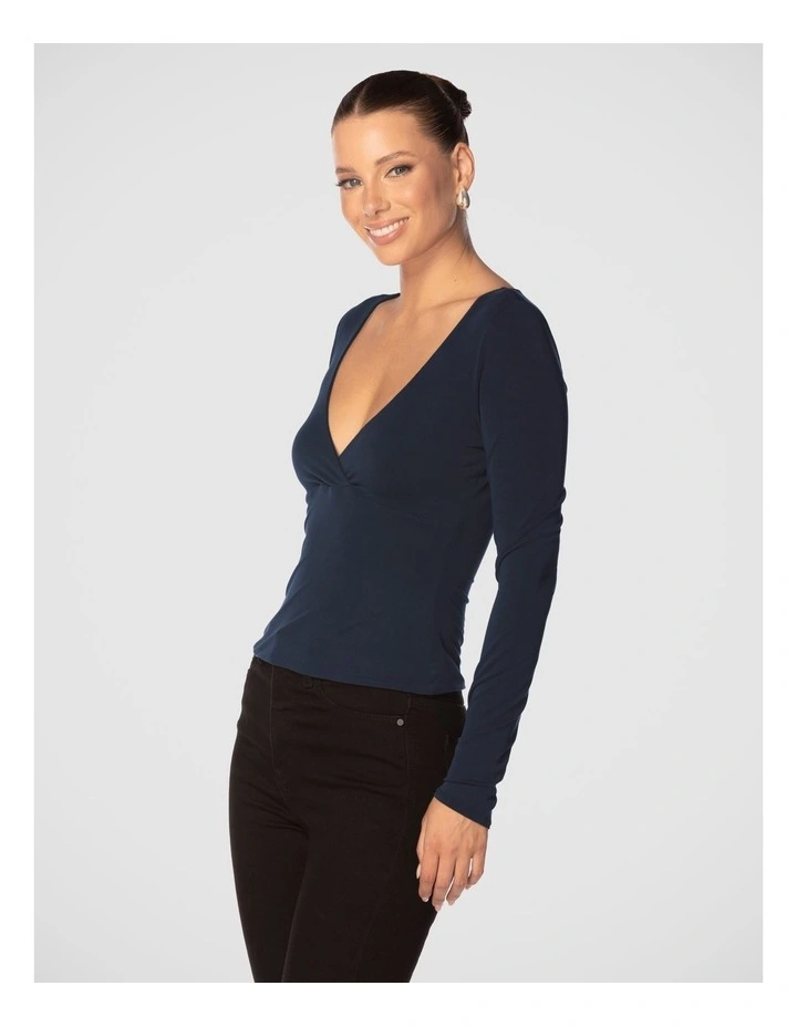 Chaya V Neck Top in Steel