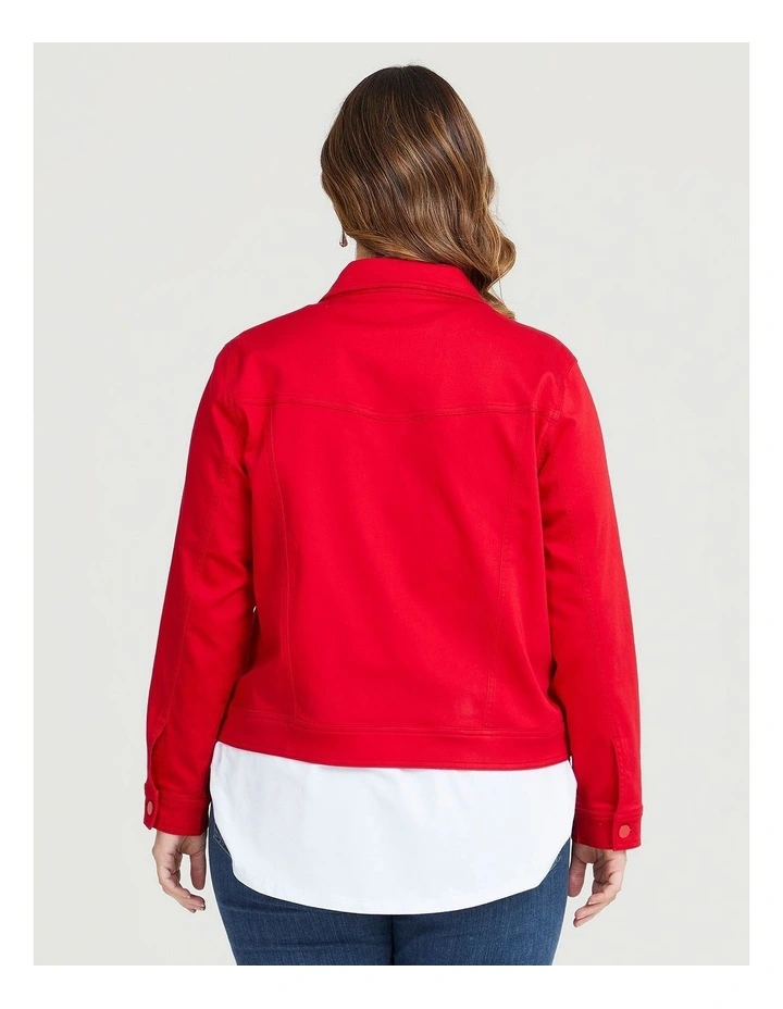 Coloured Classic Denim Jacket in Red