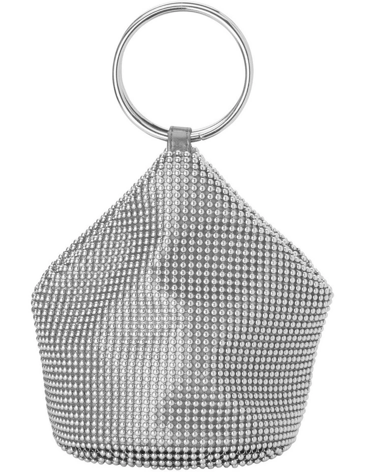 Bianca Ball Mesh Top Handle Bag in Silver