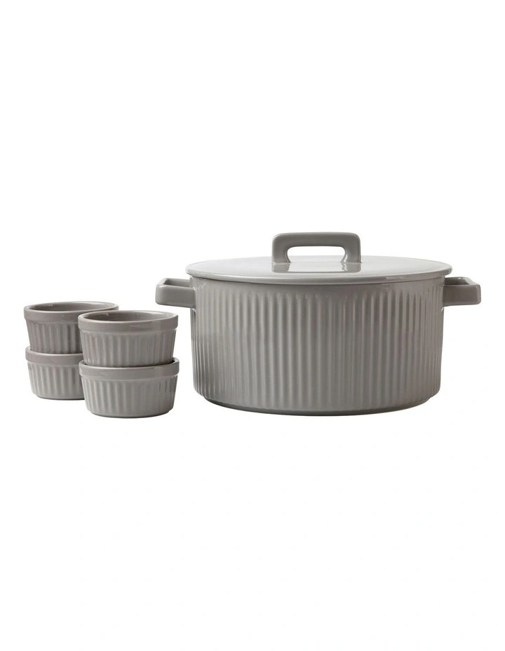Gift Boxed Radiance Bakeware Casserole Set 5 Piece in Grey