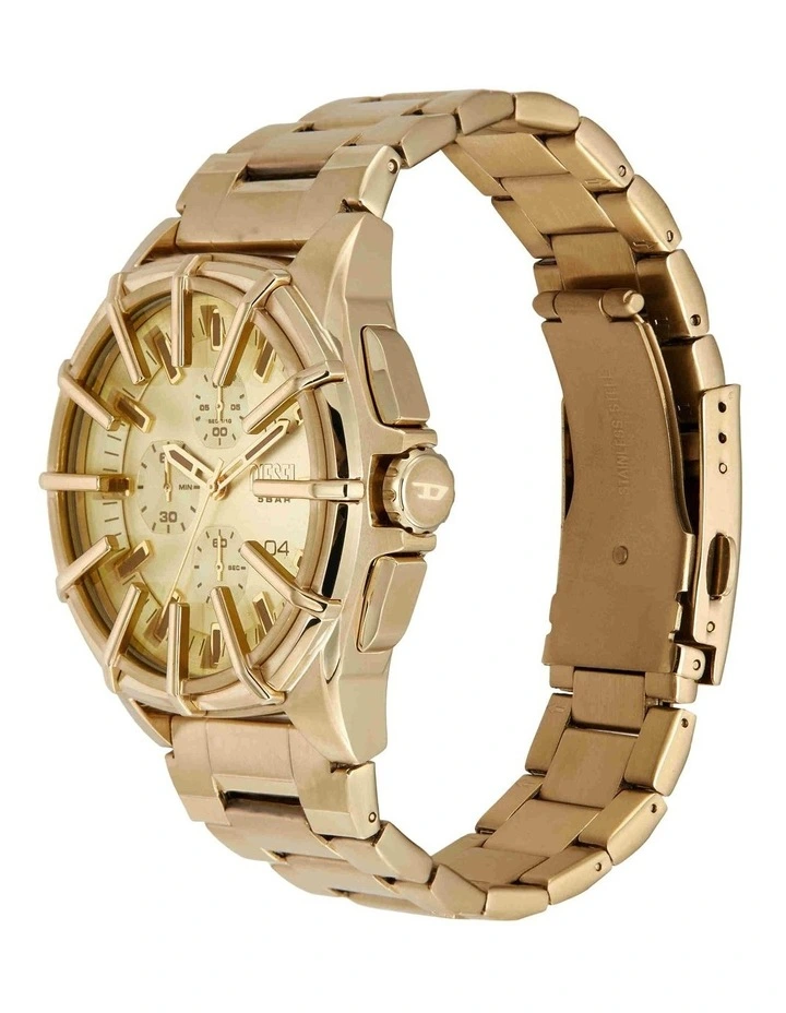Framed Chronograph Watch in Gold
