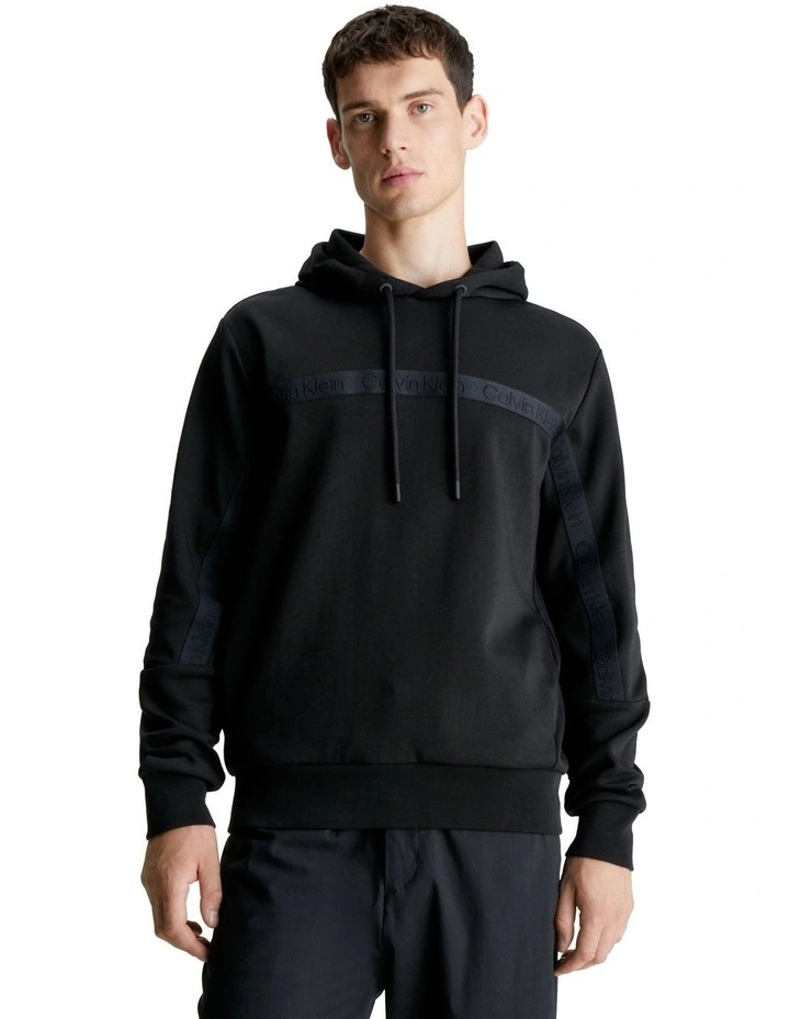 Raised Logo Tape Hoodie in Black