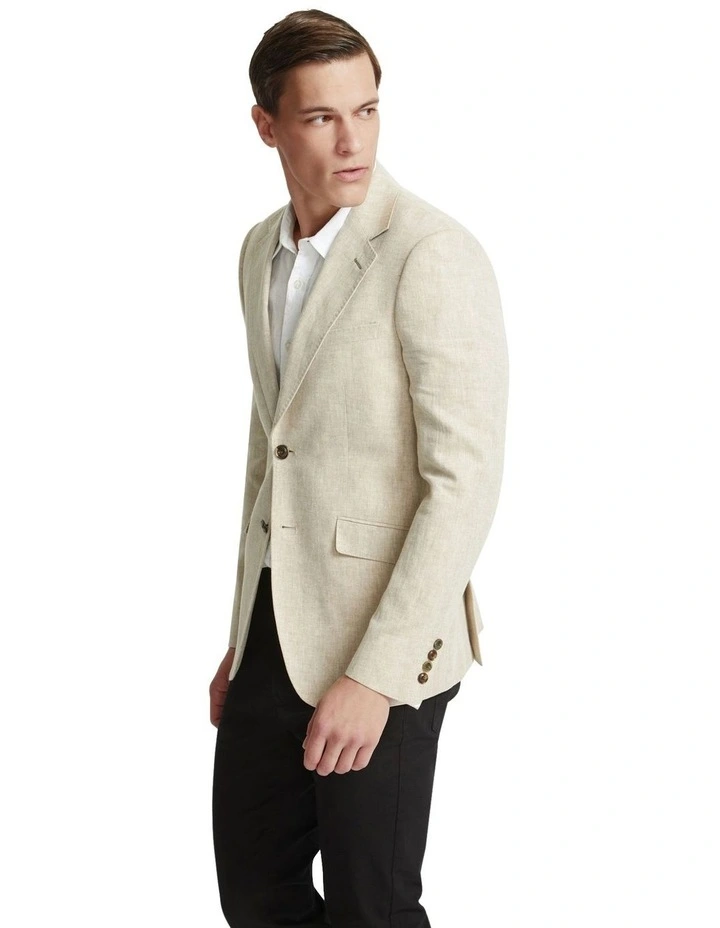 Blake Linen Blend Blazer in Sand