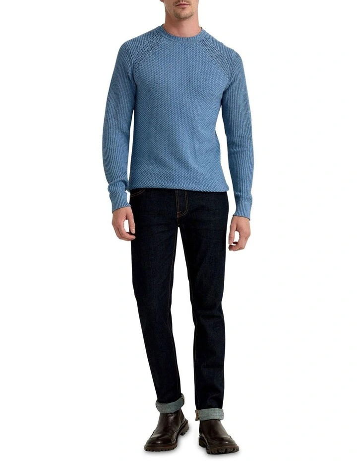 Bruno Cotton Crew Neck Pullover in Blue