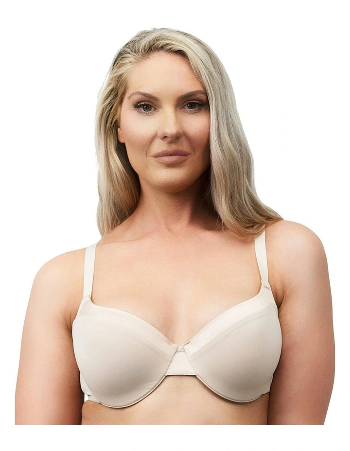 The Wednesday Satin Trim Seamless Underwire Bra in Clay