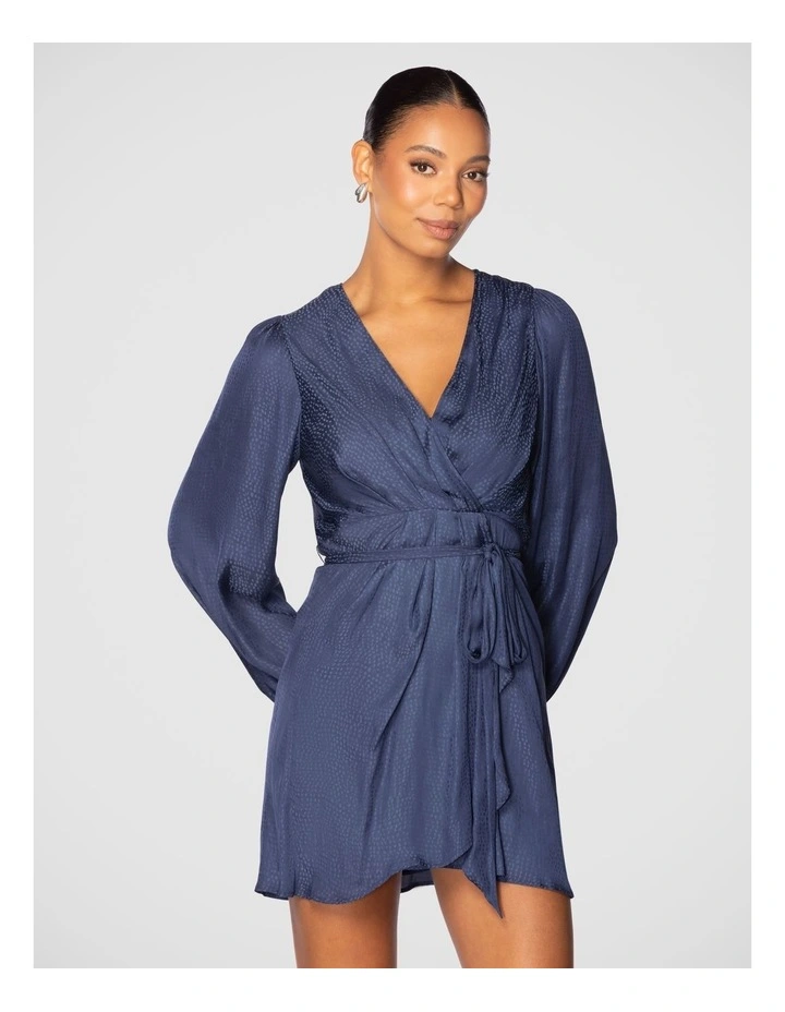 Virgil V Neck Mini Dress in Navy