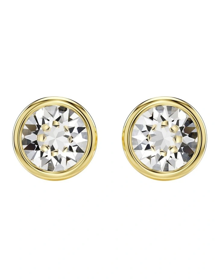 Imber Round Cut Stud Earrings in Gold/White