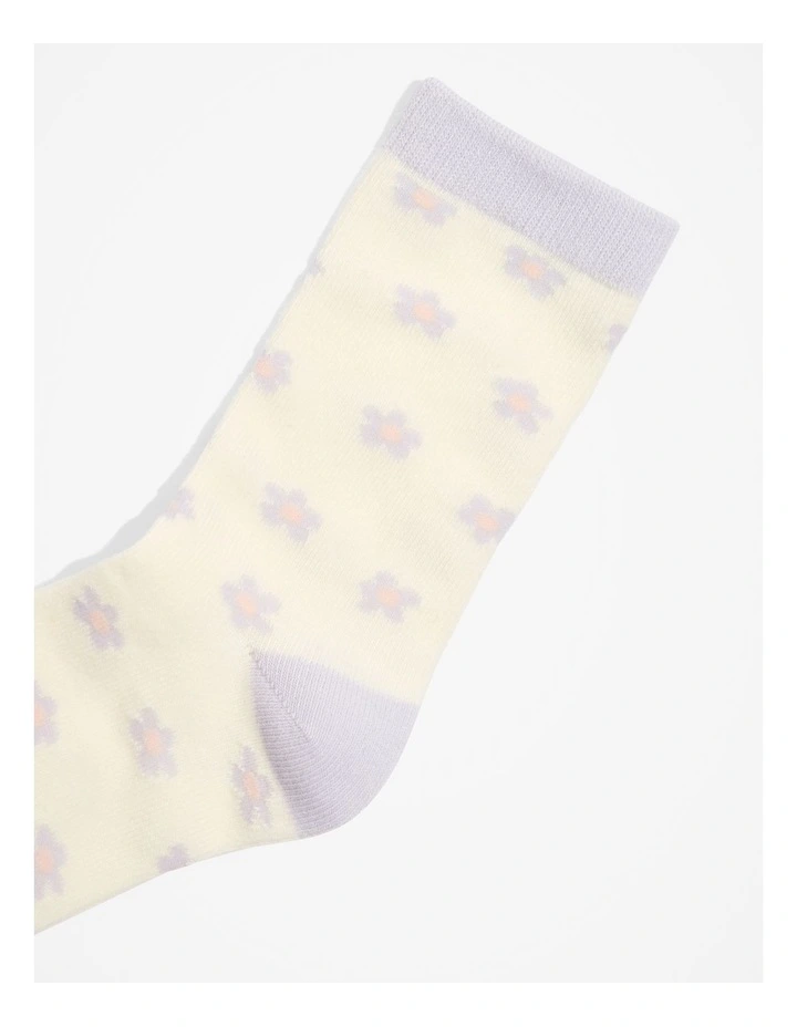 Organically Grown Cotton Blend Flower Sock in Lilac