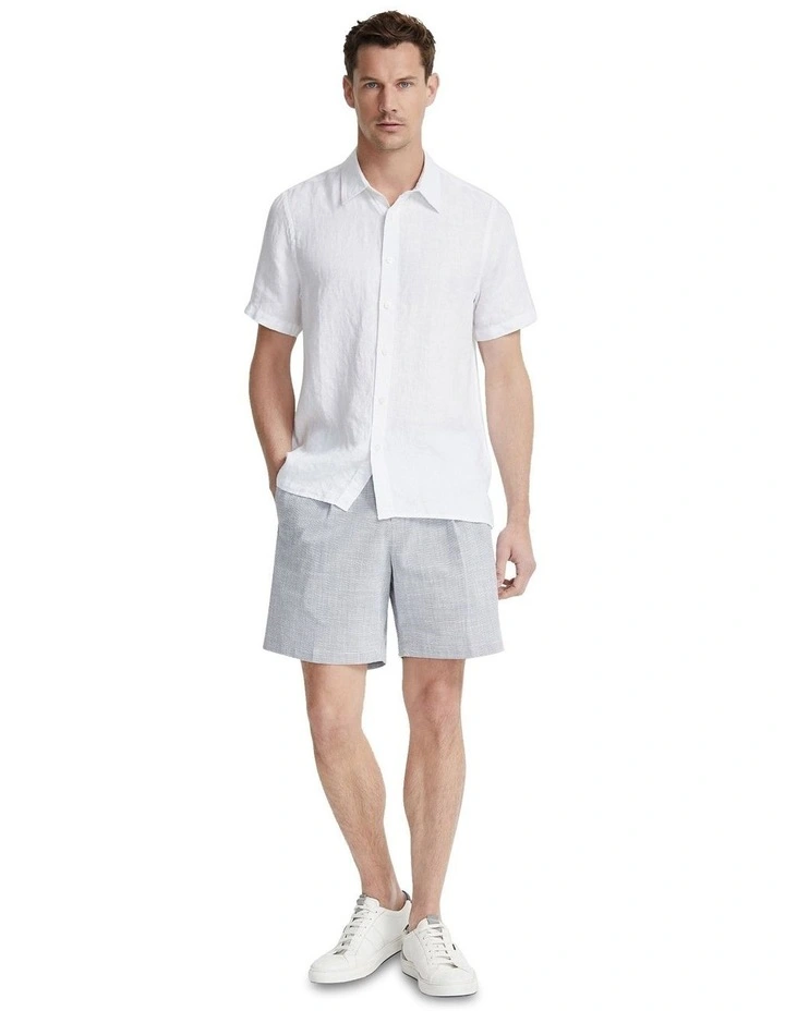Leyton Pure Linen Short Sleeve Shirt in White