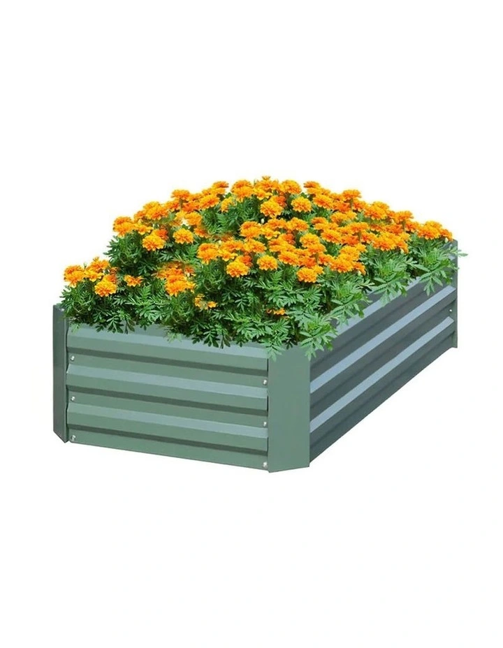 Galvanised Raised Garden Bed Planter Box 120x90cm in Green