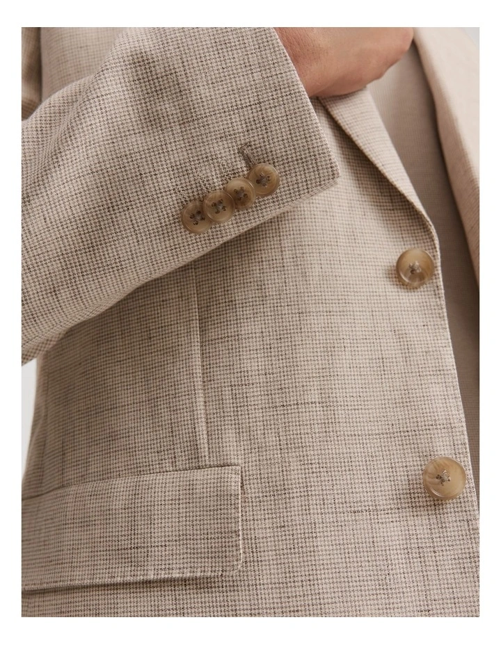 Slim Fit Stretch Linen Cotton Blend Blazer in Stone