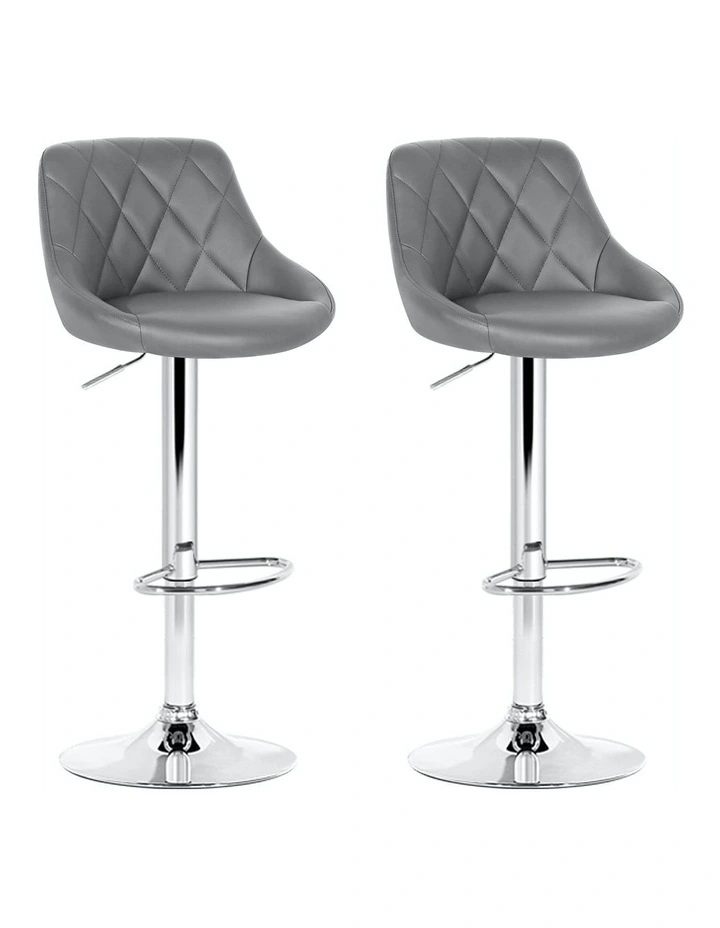 Leather Kitchen Bar Stools x2 in Grey